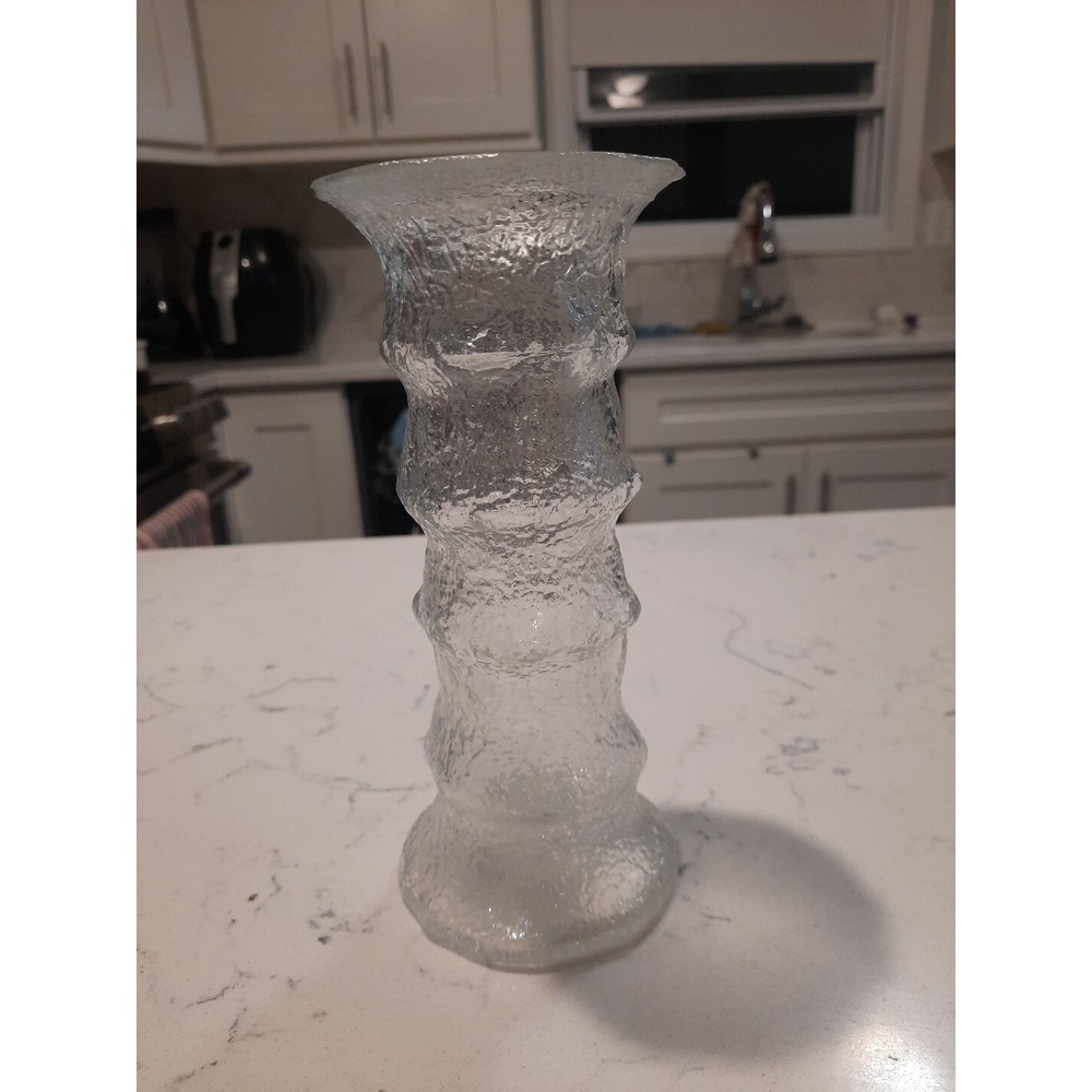 Vintage Tapio Wirkkala Littala Frosted icicle molded glass vase